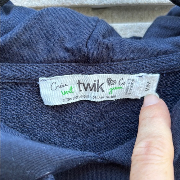 Simons Twik Organic Cotton Short Sleeve Sweatshirt Dress Navy Blue Sz M - Picture 4 of 7